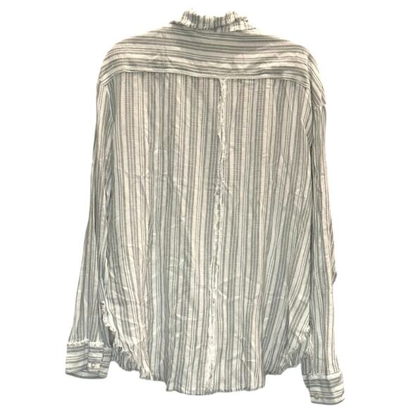 Milli Bon – Striped Raw Hem Button-Up Shirt – S - Picture 4 of 4